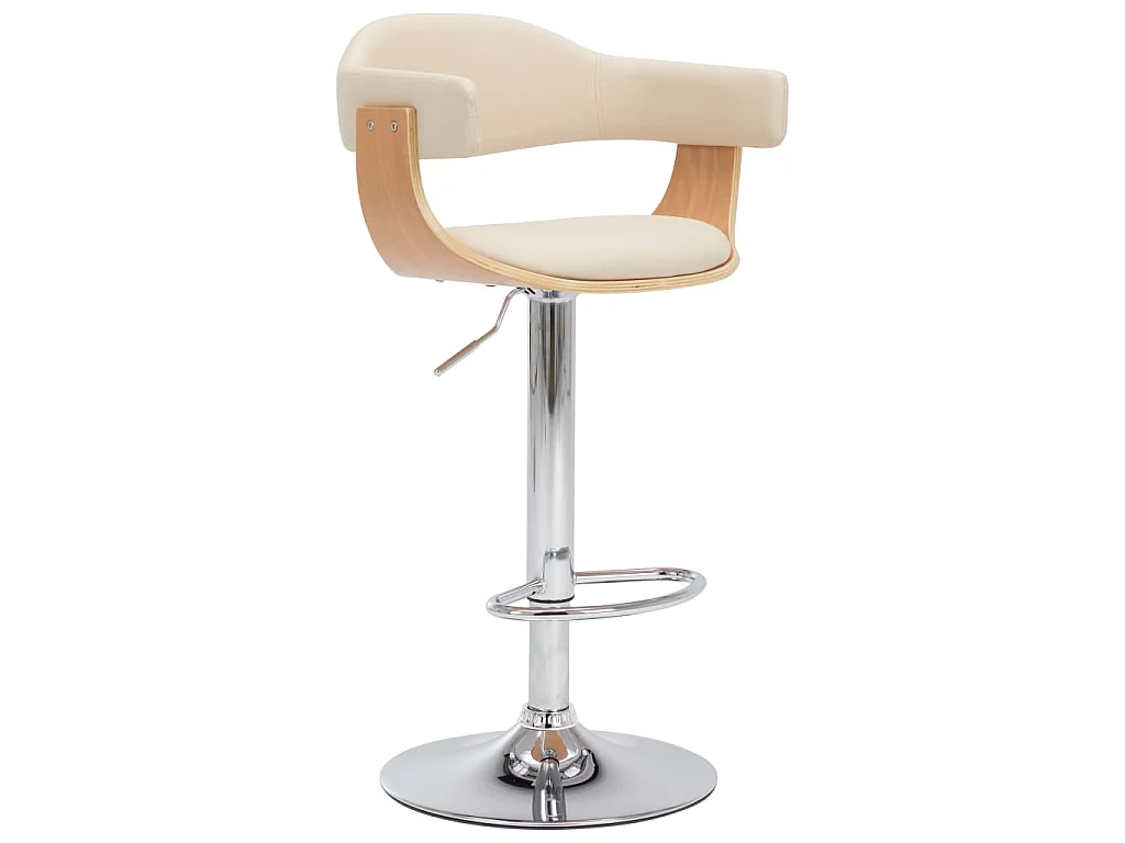 Tabourets de bar lot de 2 crème bois courbé et similicuir