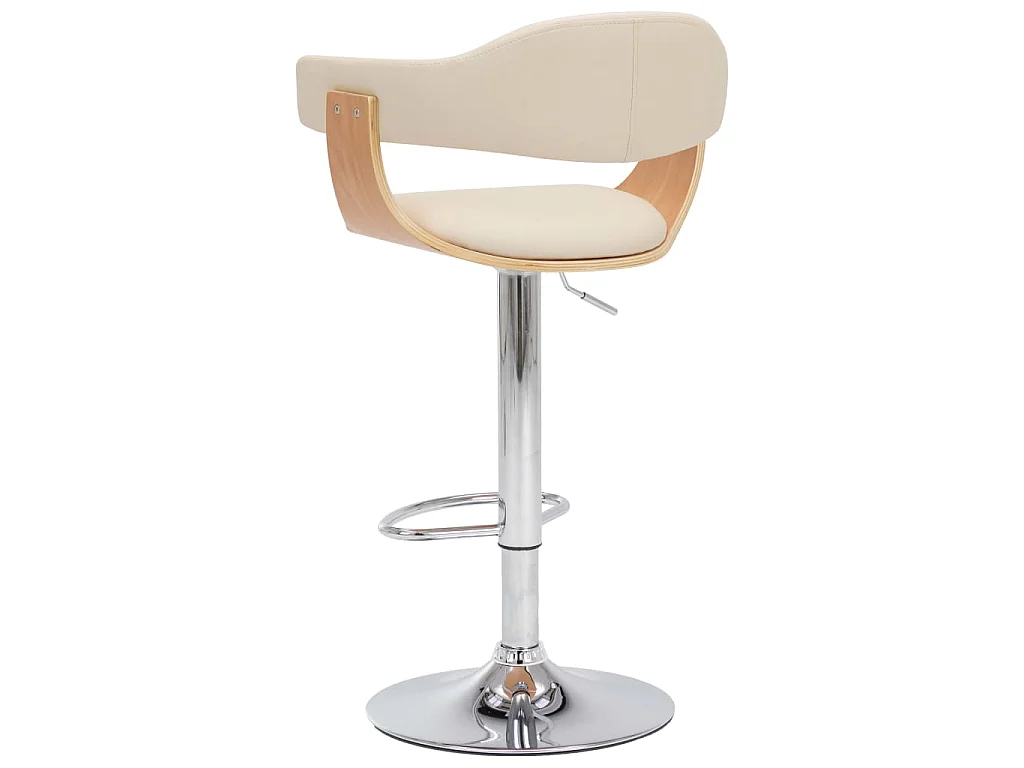 Tabourets de bar lot de 2 crème bois courbé et similicuir