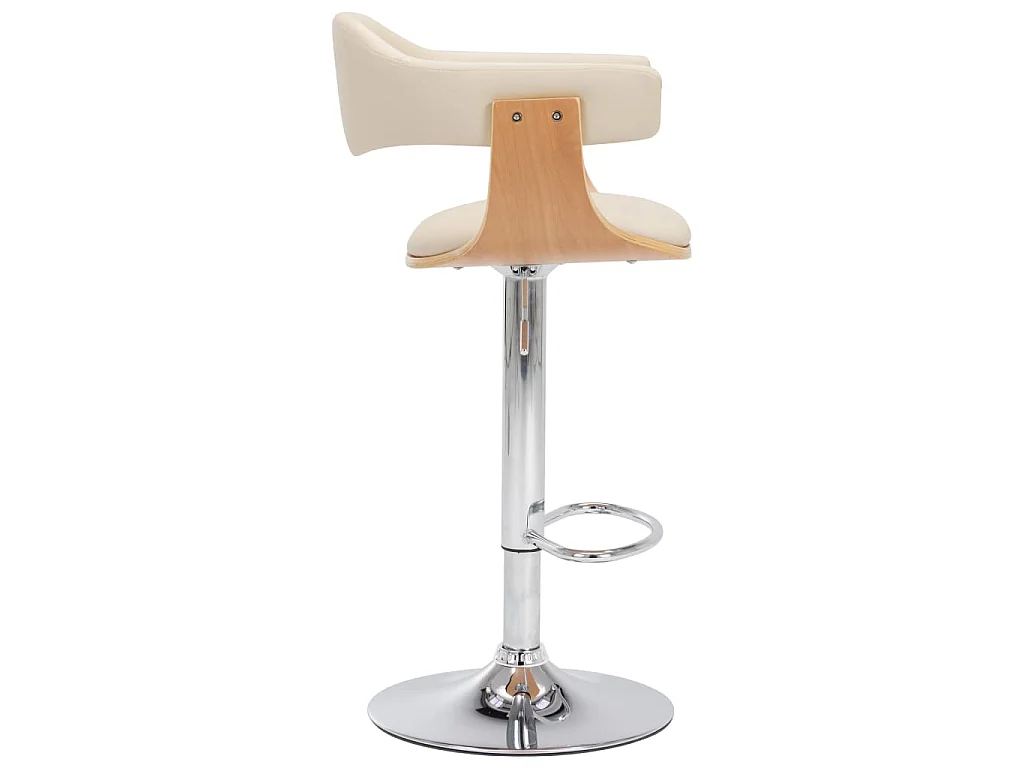 Tabourets de bar lot de 2 crème bois courbé et similicuir