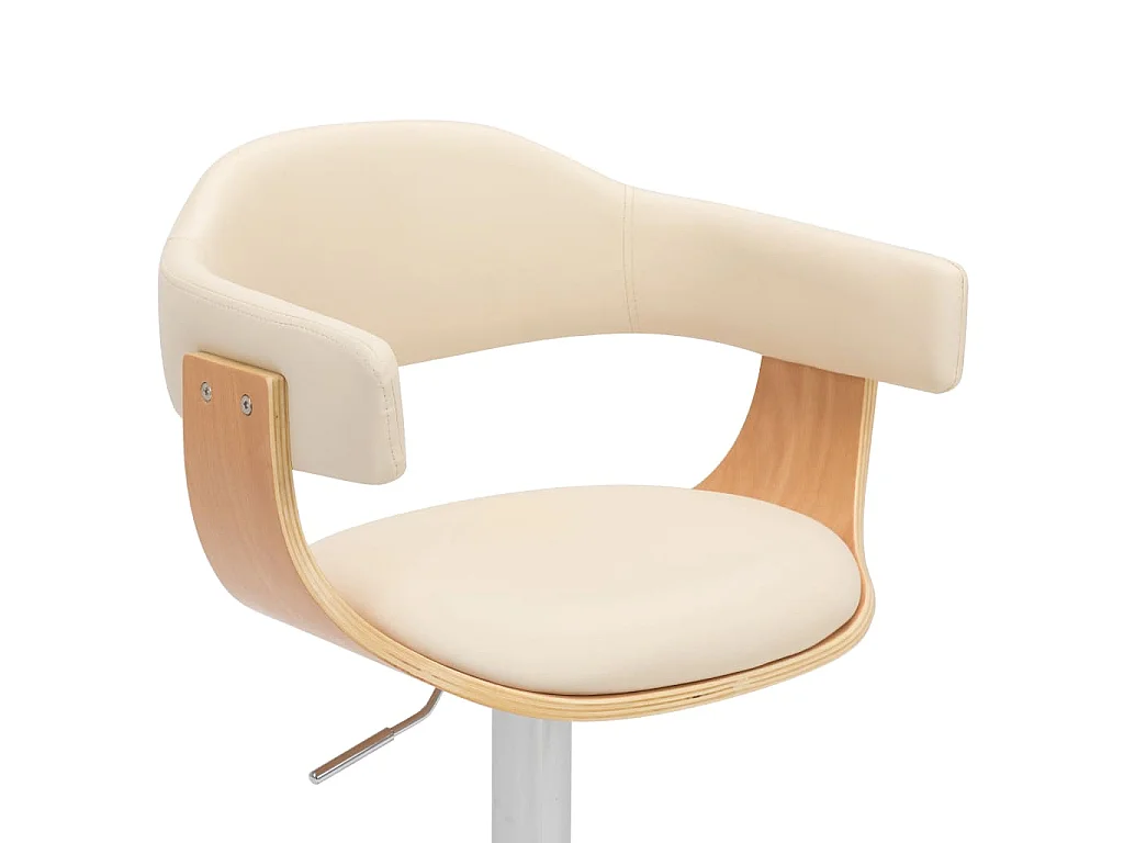 Tabourets de bar lot de 2 crème bois courbé et similicuir