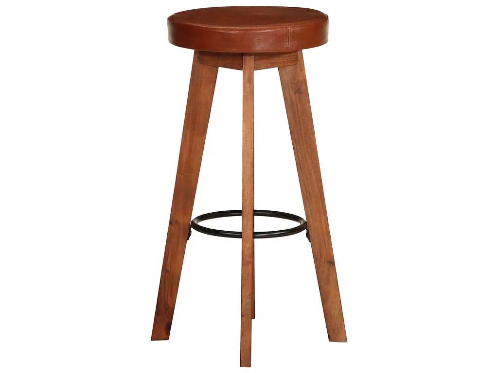 Barstoelen 2 st echt leer en massief acaciahout