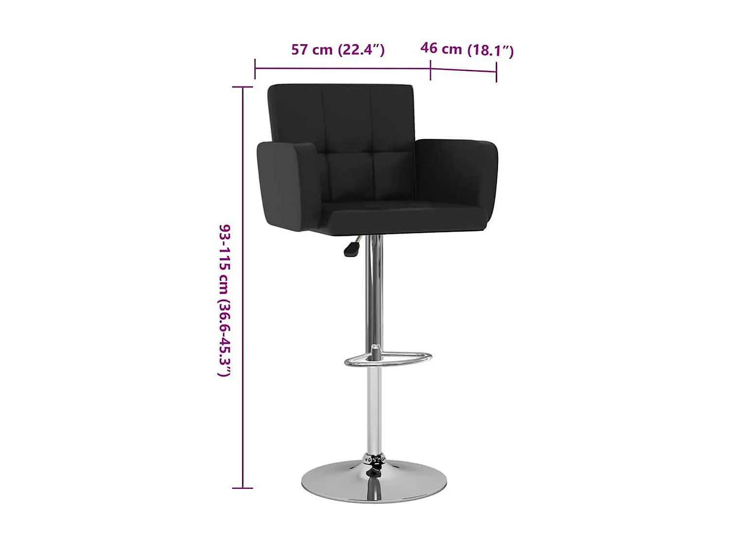 Tabourets de bar lot de 2 noir similicuir