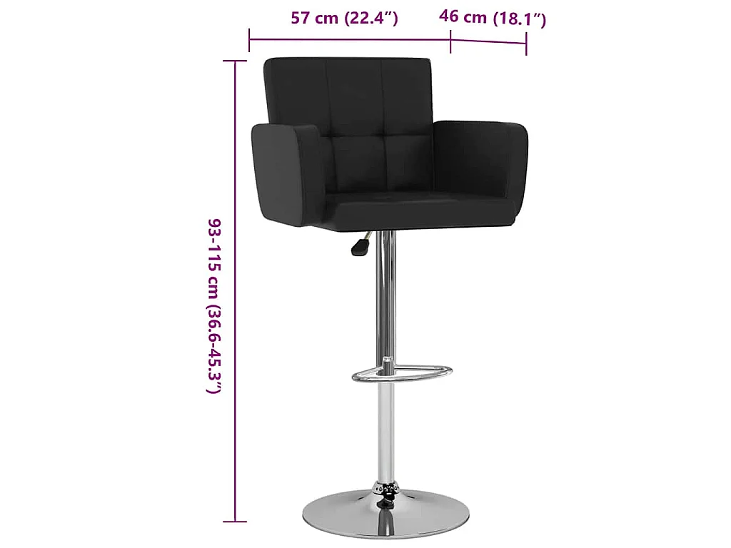 Tabourets de bar lot de 2 noir similicuir
