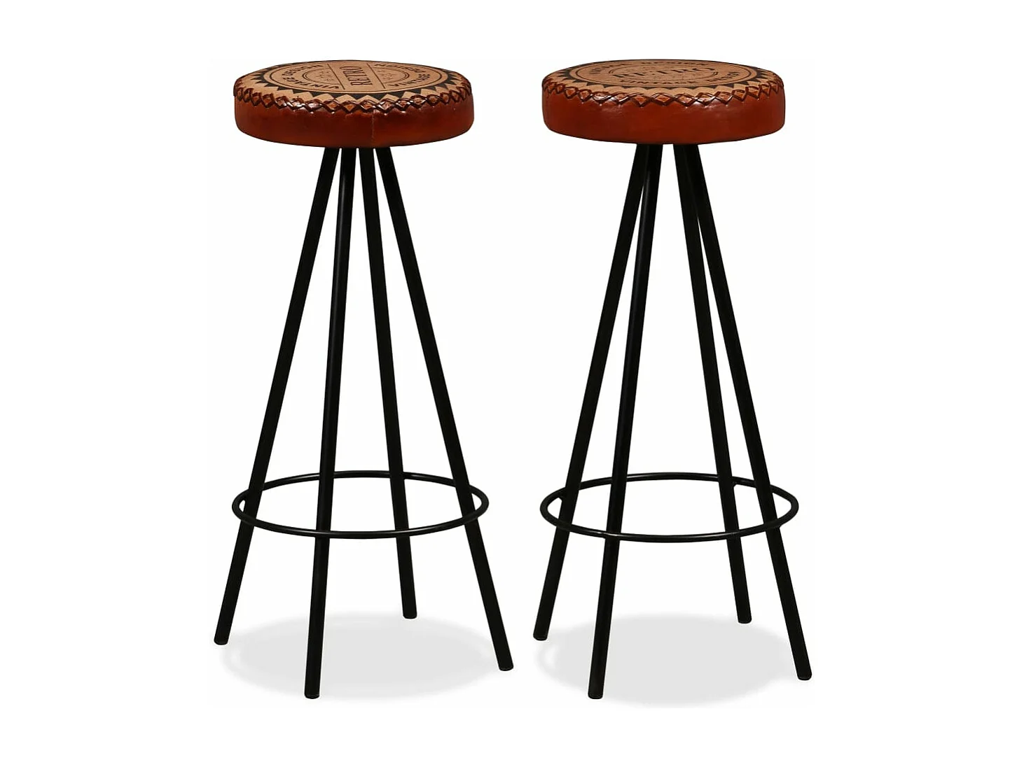 Taburetes de barra de cocina 2 unidades cuero auténtico