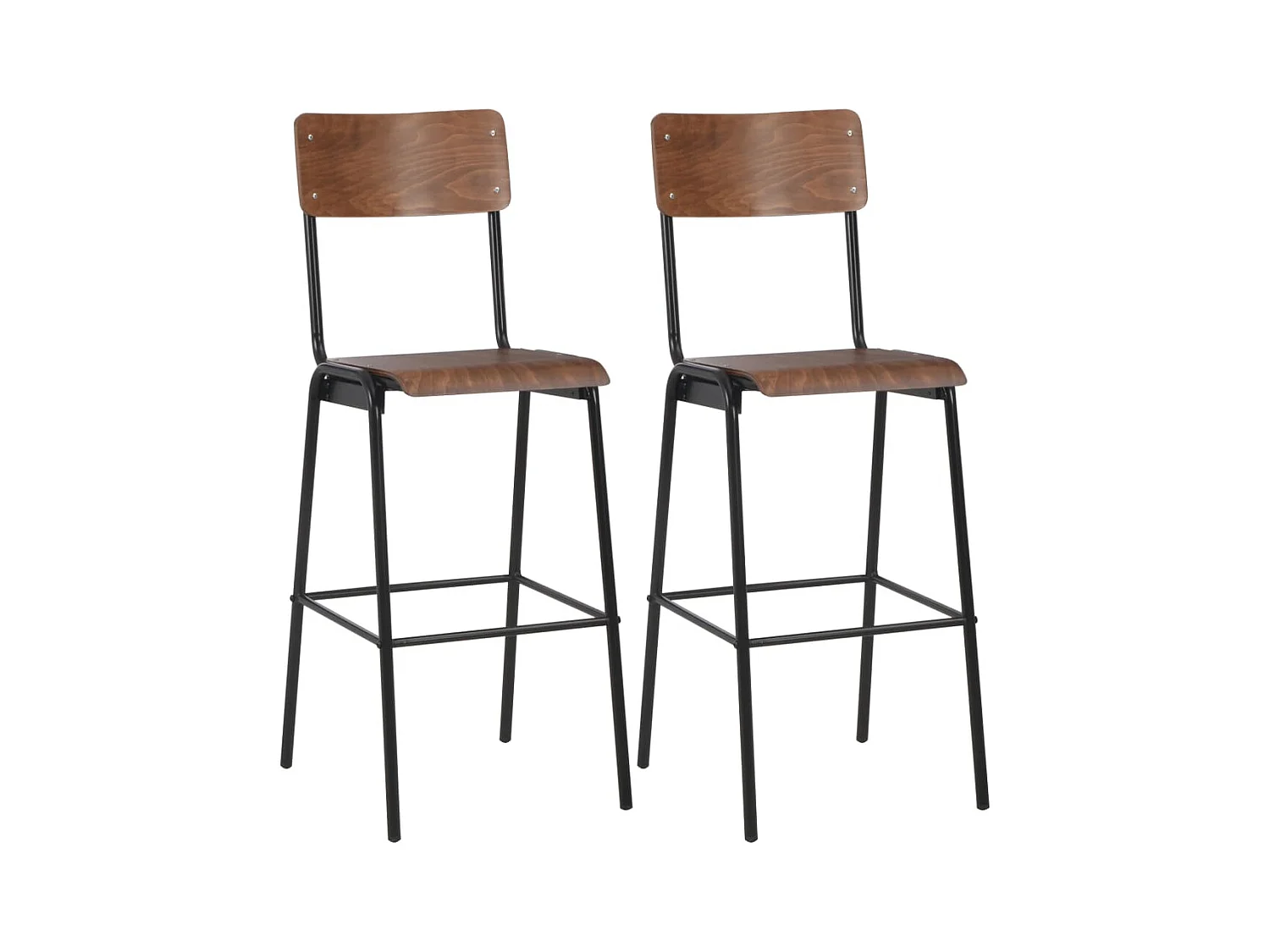 Tabourets de bar lot de 2 marron contreplaqué solide et acier