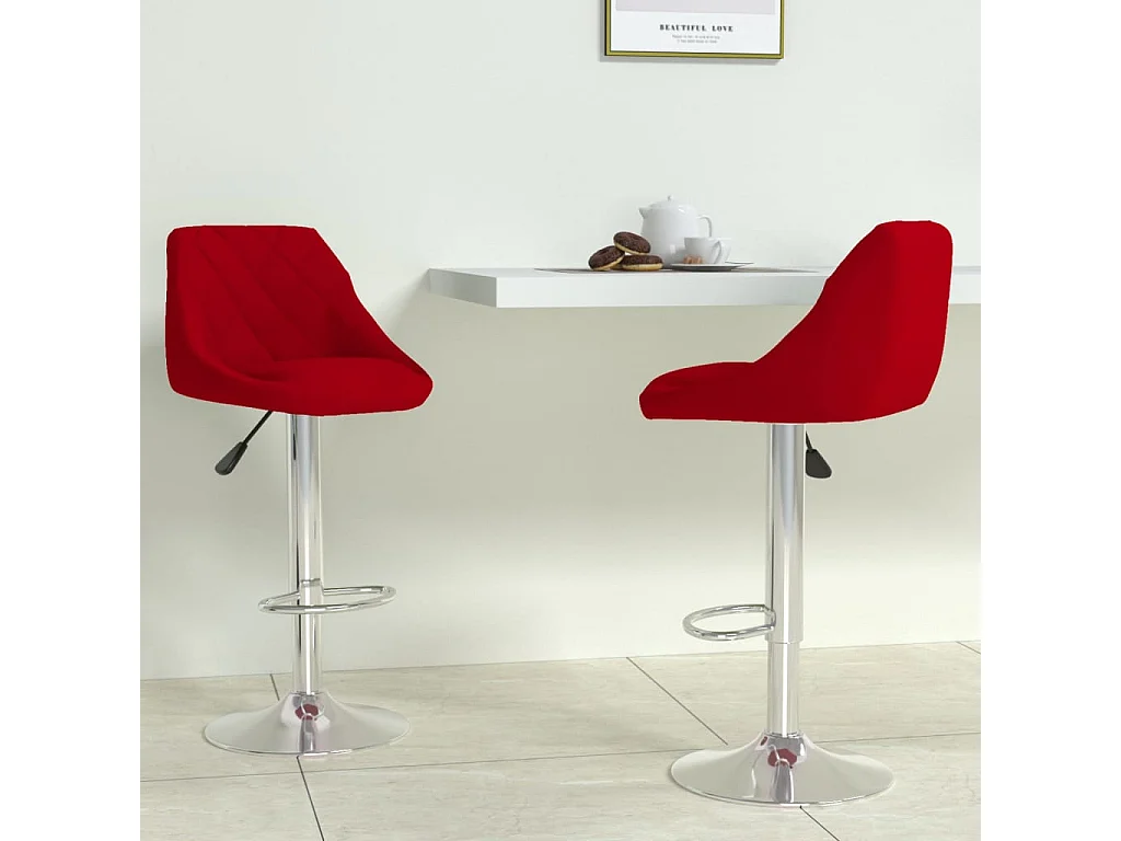Tabourets de bar lot de 2 rouge bordeaux velours