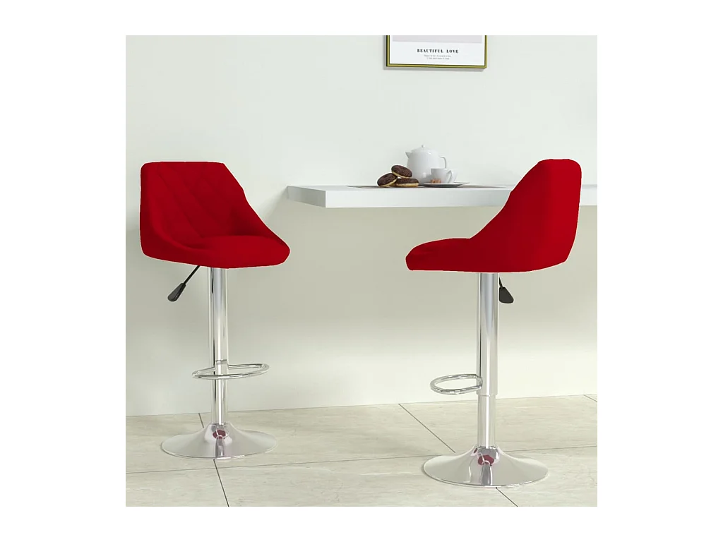 Tabourets de bar lot de 2 rouge bordeaux velours