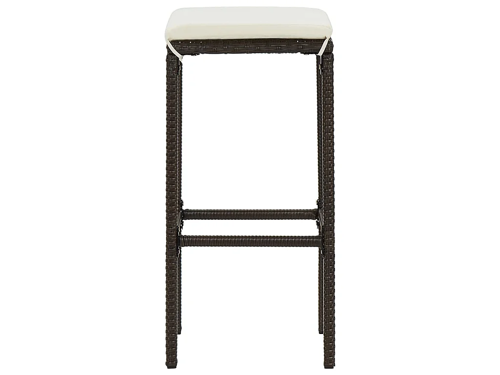 Sgabelli da Bar con Cuscini 3 pz Marroni in Polyrattan