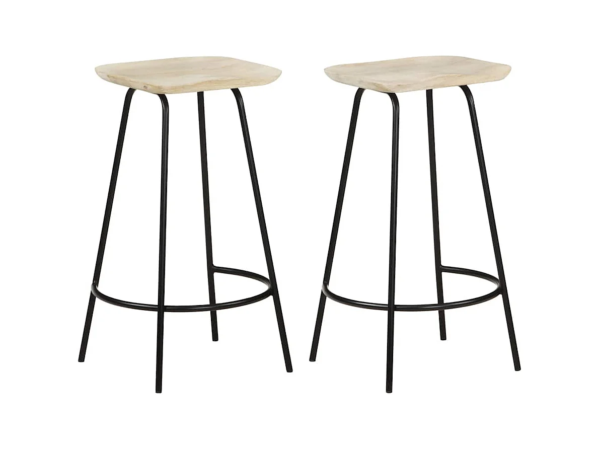 Tabourets de bar lot de 2 bois de manguier massif