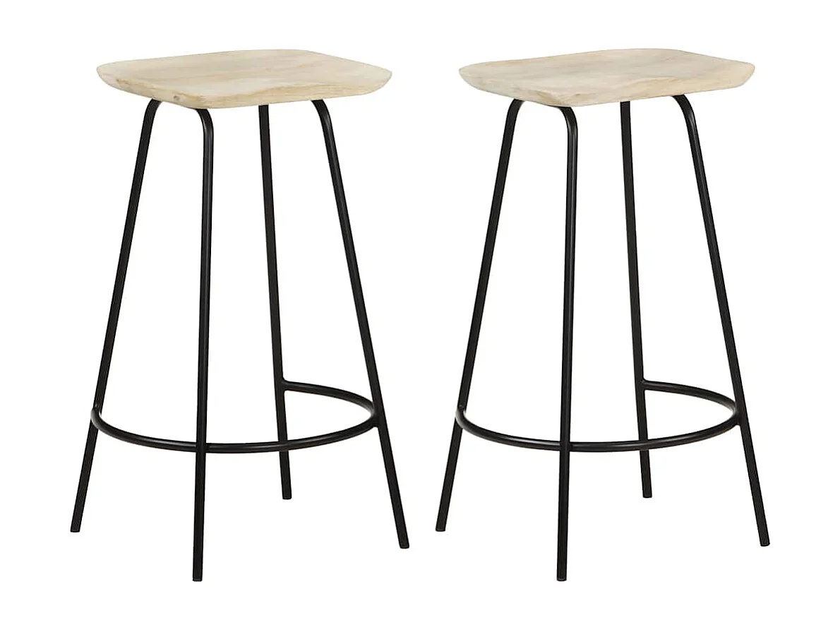 Bancos de bar 2 pcs madeira de mangueira maciça