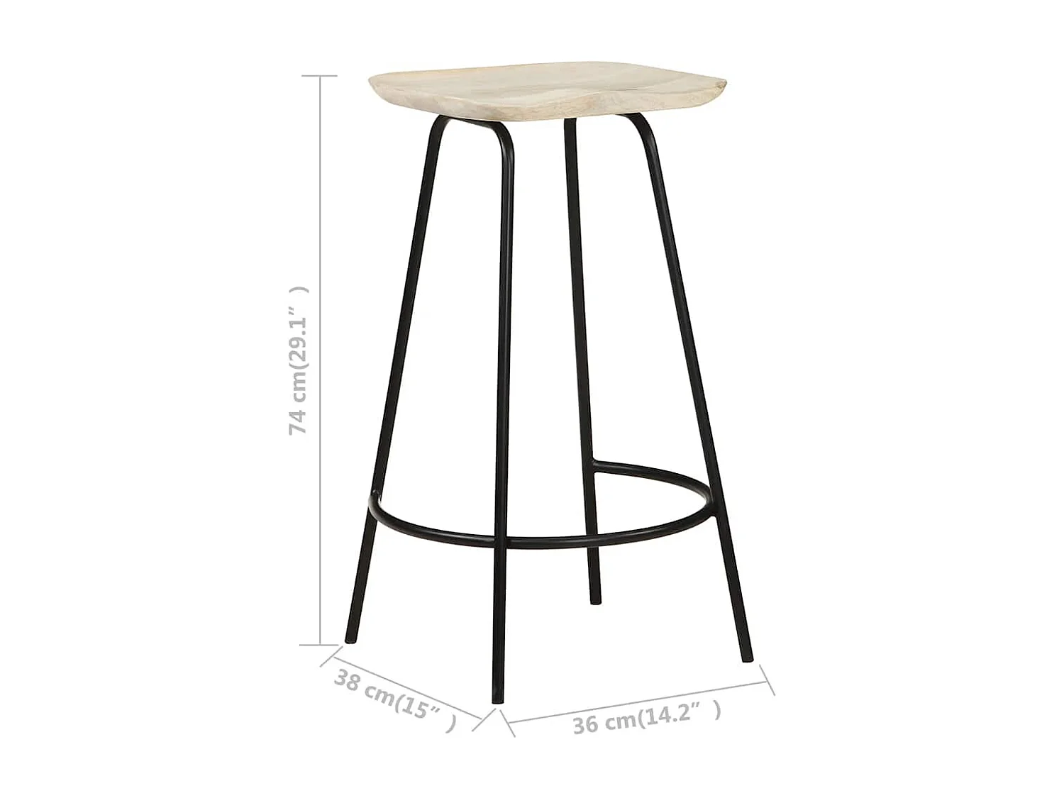 Bancos de bar 2 pcs madeira de mangueira maciça