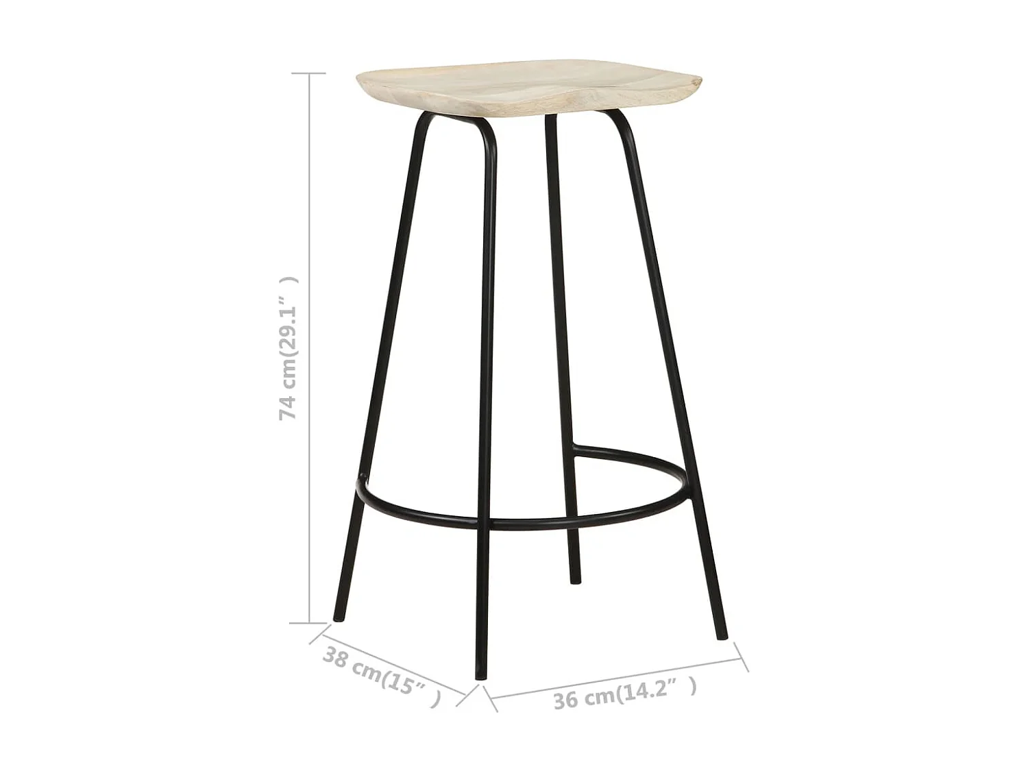 Bancos de bar 2 pcs madeira de mangueira maciça