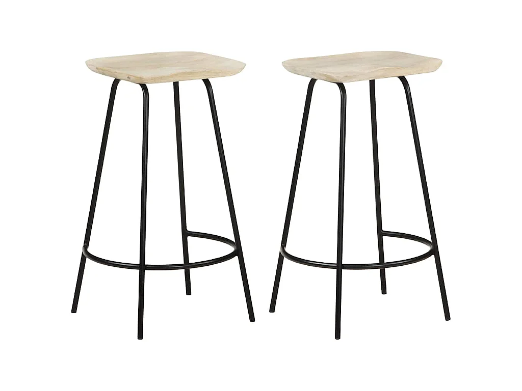 Tabourets de bar lot de 2 bois de manguier massif