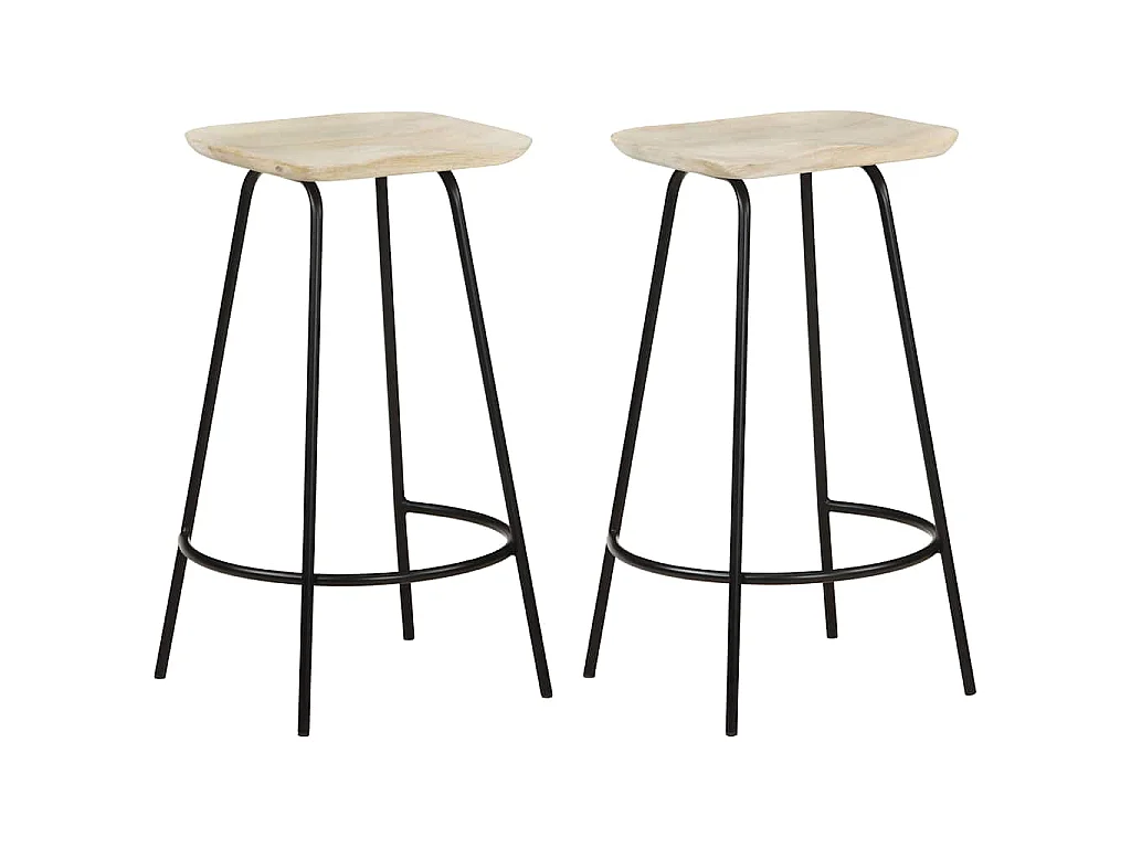 Tabourets de bar lot de 2 bois de manguier massif