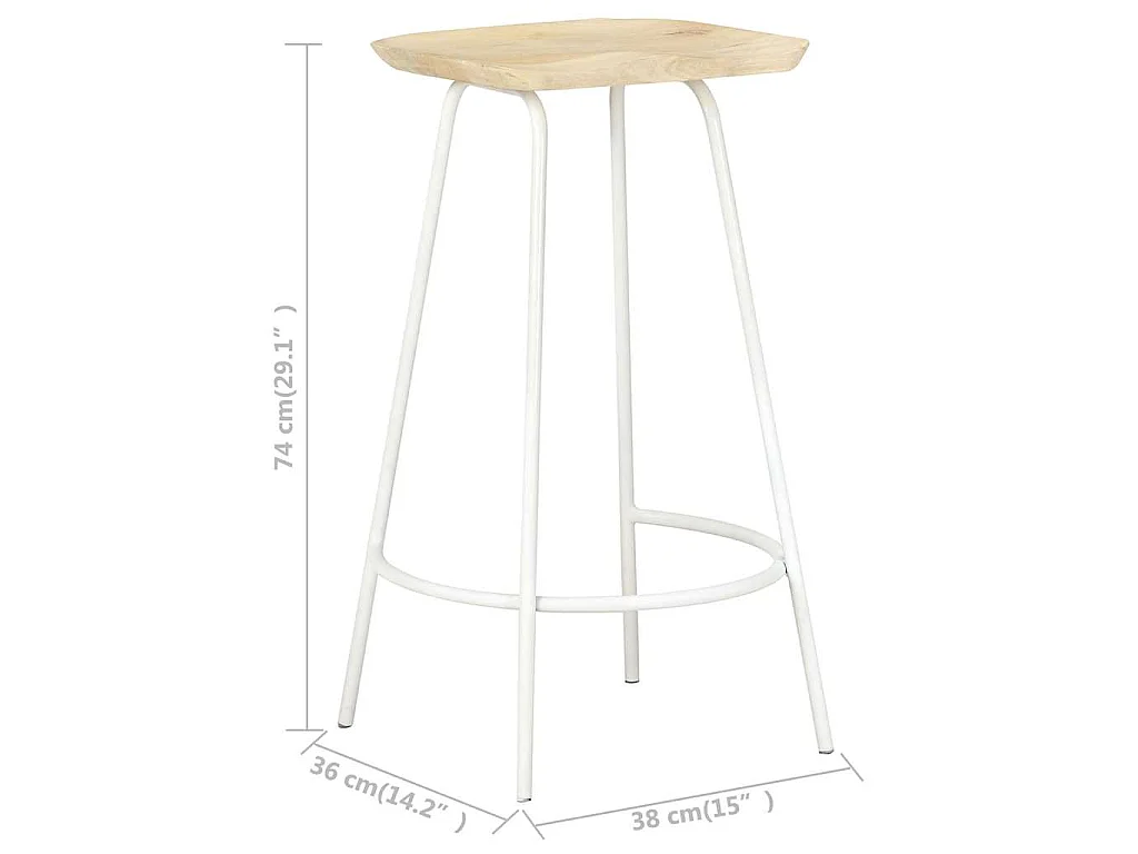 Barhocker 2 Stk. Mango Massivholz