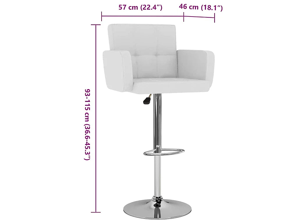 Tabourets de bar lot de 2 blanc similicuir