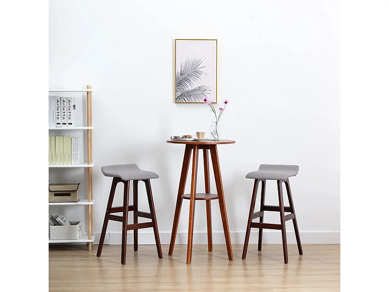 Cadeiras de bar 2 pcs tecido cinzento-claro