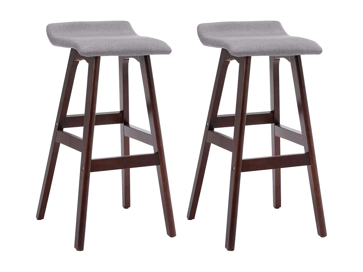 Tabourets de bar lot de 2 gris clair tissu