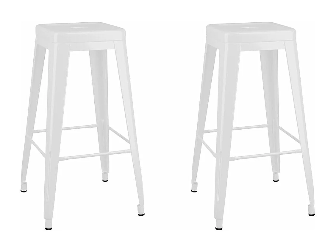 Tabourets de bar empilables lot de 2 blanc Métal