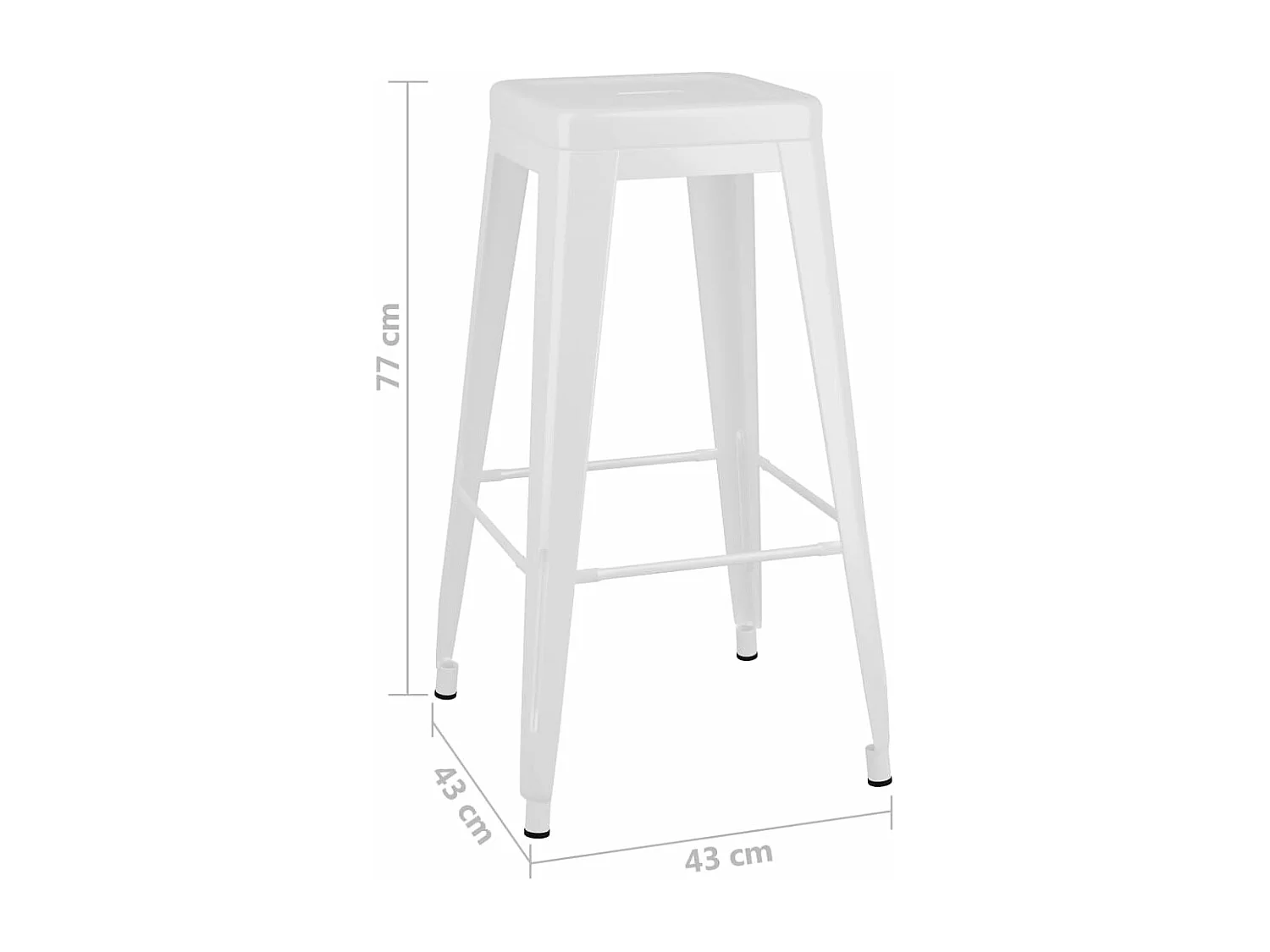 Tabourets de bar empilables lot de 2 blanc Métal
