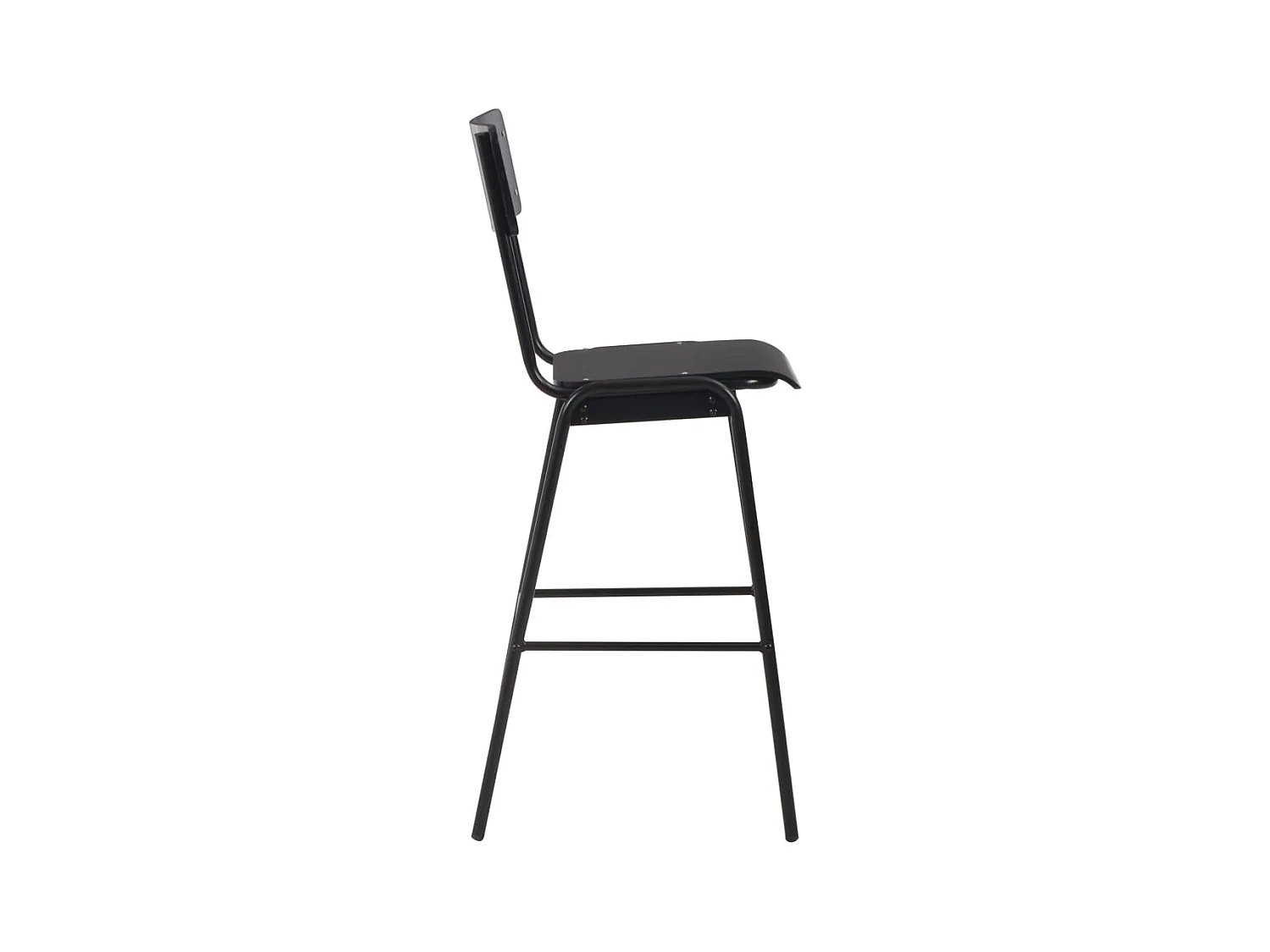 Chaises de bar lot de 4 noir contreplaqué solide et acier