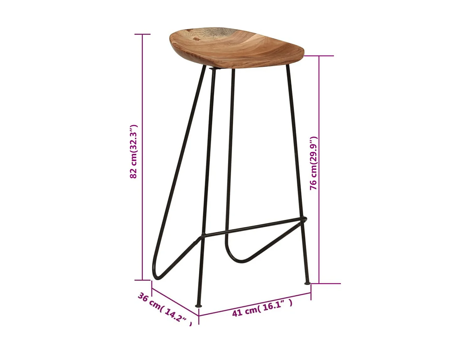 Barhocker 2 Stk. Massivholz Akazie