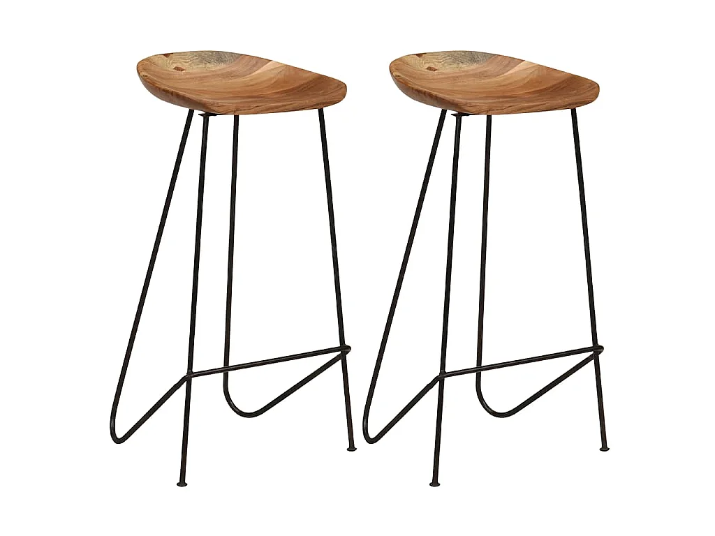 Tabourets de bar lot de 2 bois d'acacia massif