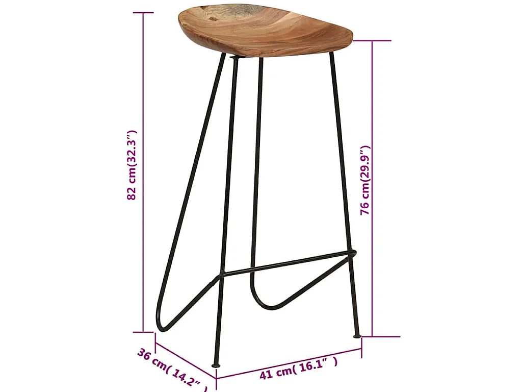 Tabourets de bar lot de 2 bois d'acacia massif