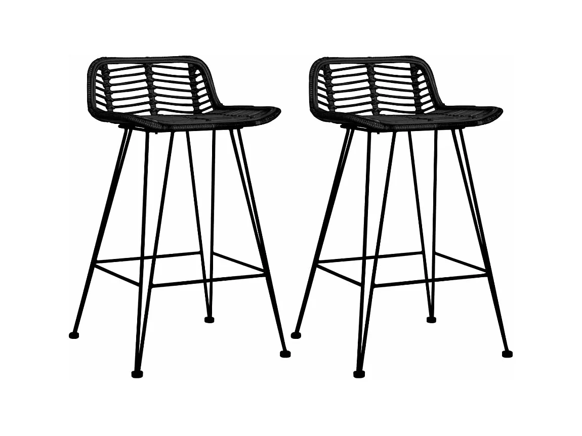Chaises de bar lot de 2 noir Rotin
