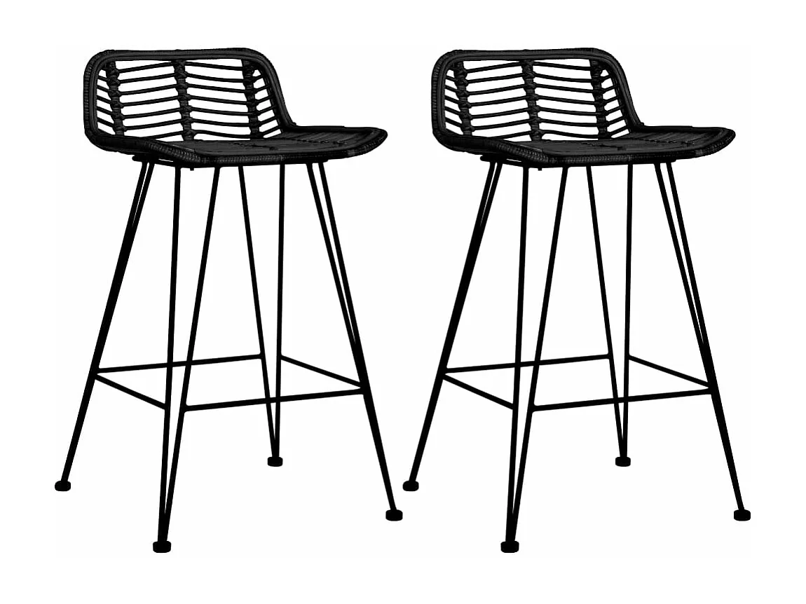 Barstoelen 2 st rattan zwart