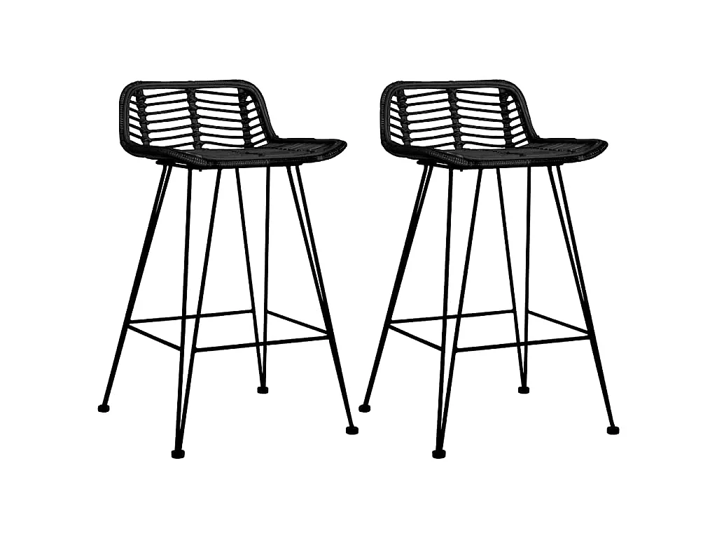 Chaises de bar lot de 2 noir Rotin
