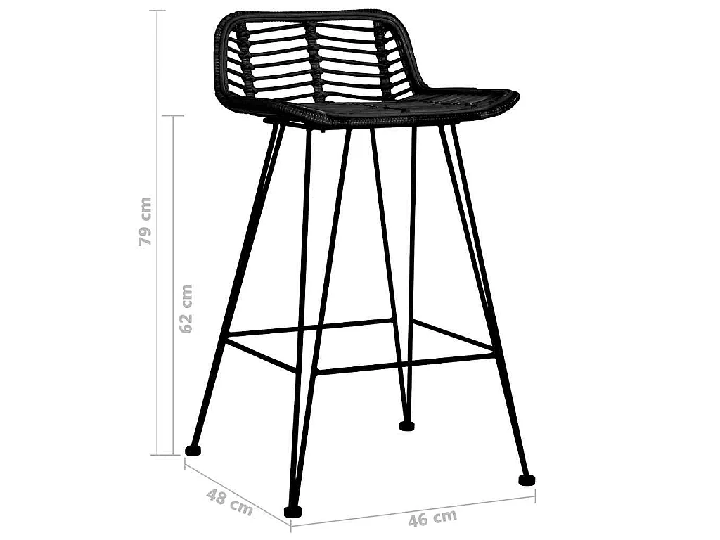 Barhocker 2 Stk. Schwarz Rattan