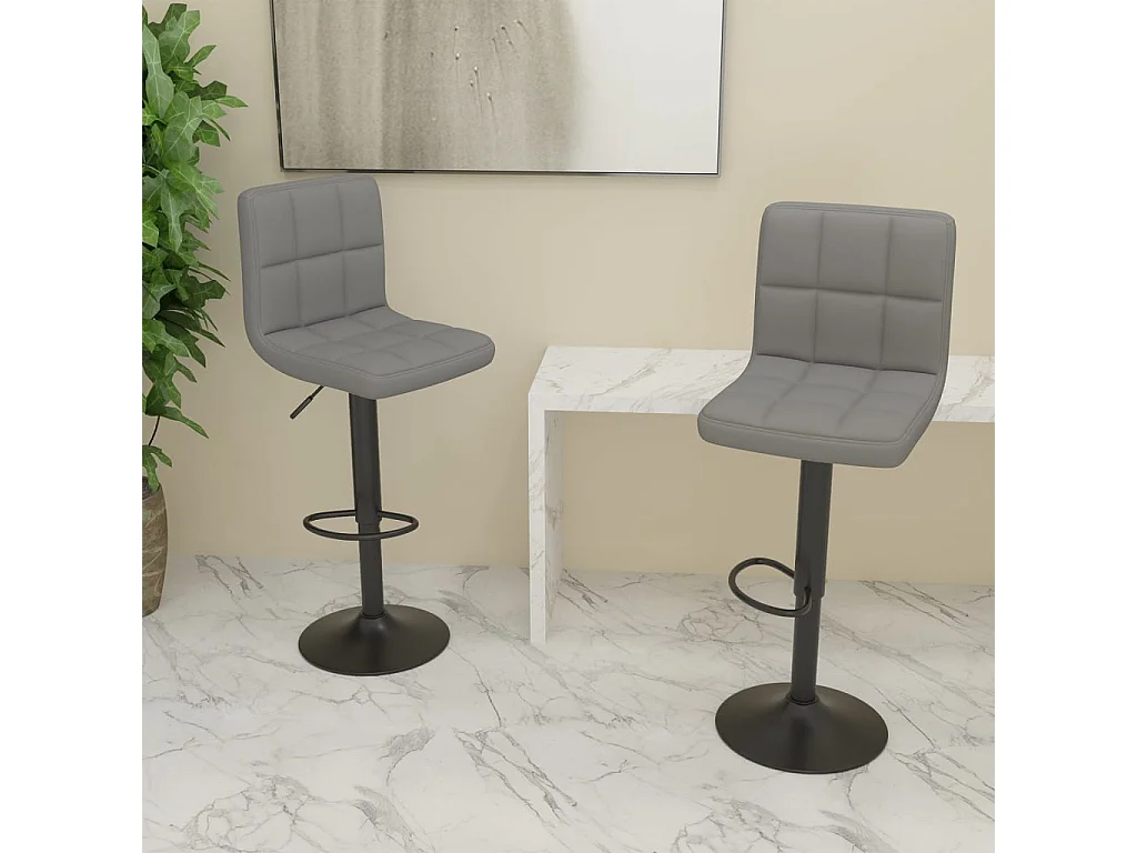 Tabourets de bar lot de 2 gris clair tissu