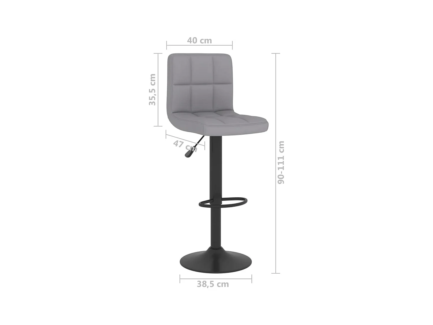 Tabourets de bar lot de 2 gris clair tissu