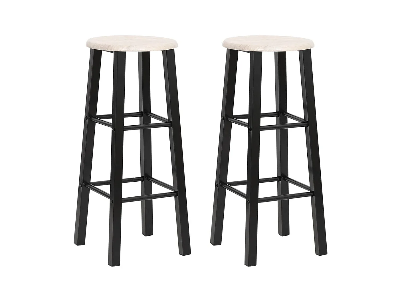 Tabourets de bar lot de 2 noir MDF