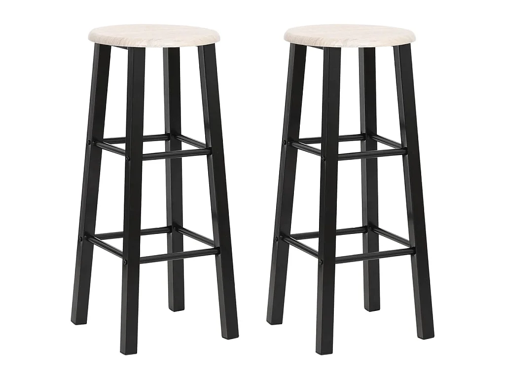 Tabourets de bar lot de 2 noir MDF