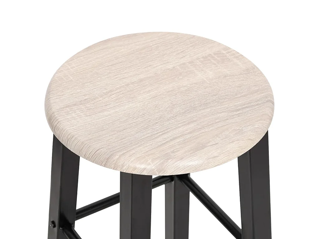 Tabourets de bar lot de 2 noir MDF