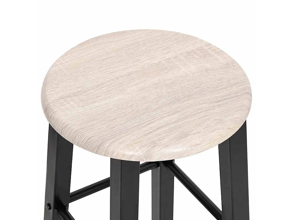 Tabourets de bar lot de 2 noir MDF