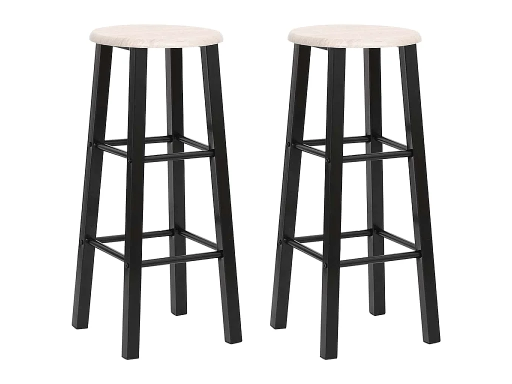 Tabourets de bar lot de 2 noir MDF