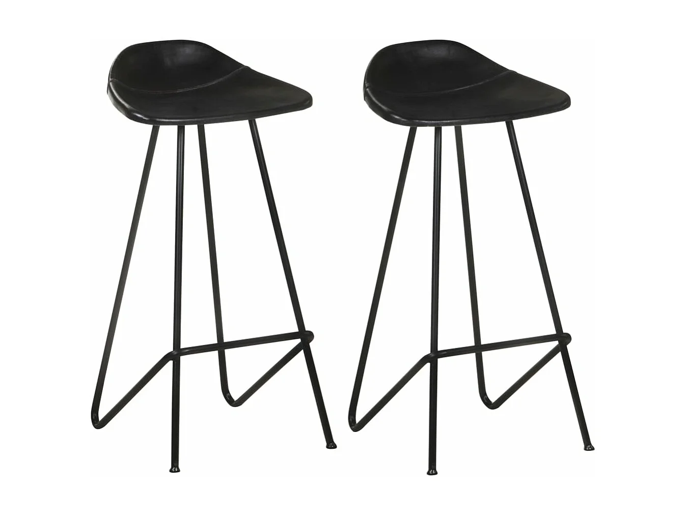 Tabourets de bar lot de 2 noir cuir véritable