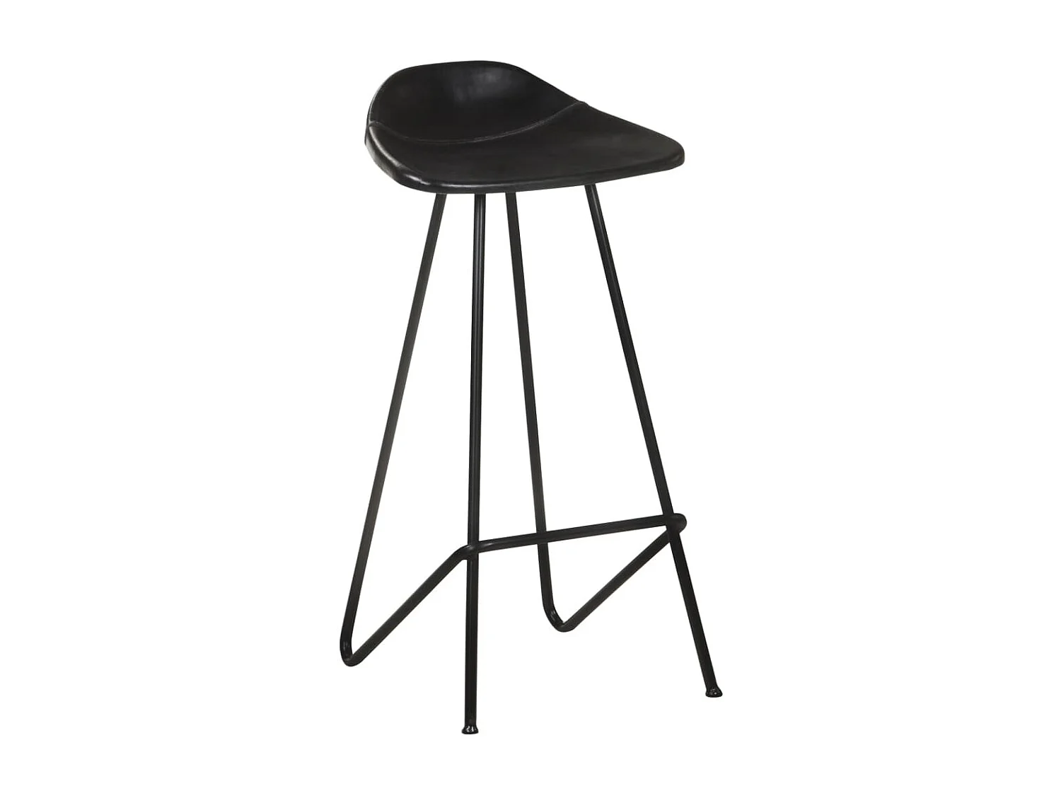 Tabourets de bar lot de 2 noir cuir véritable
