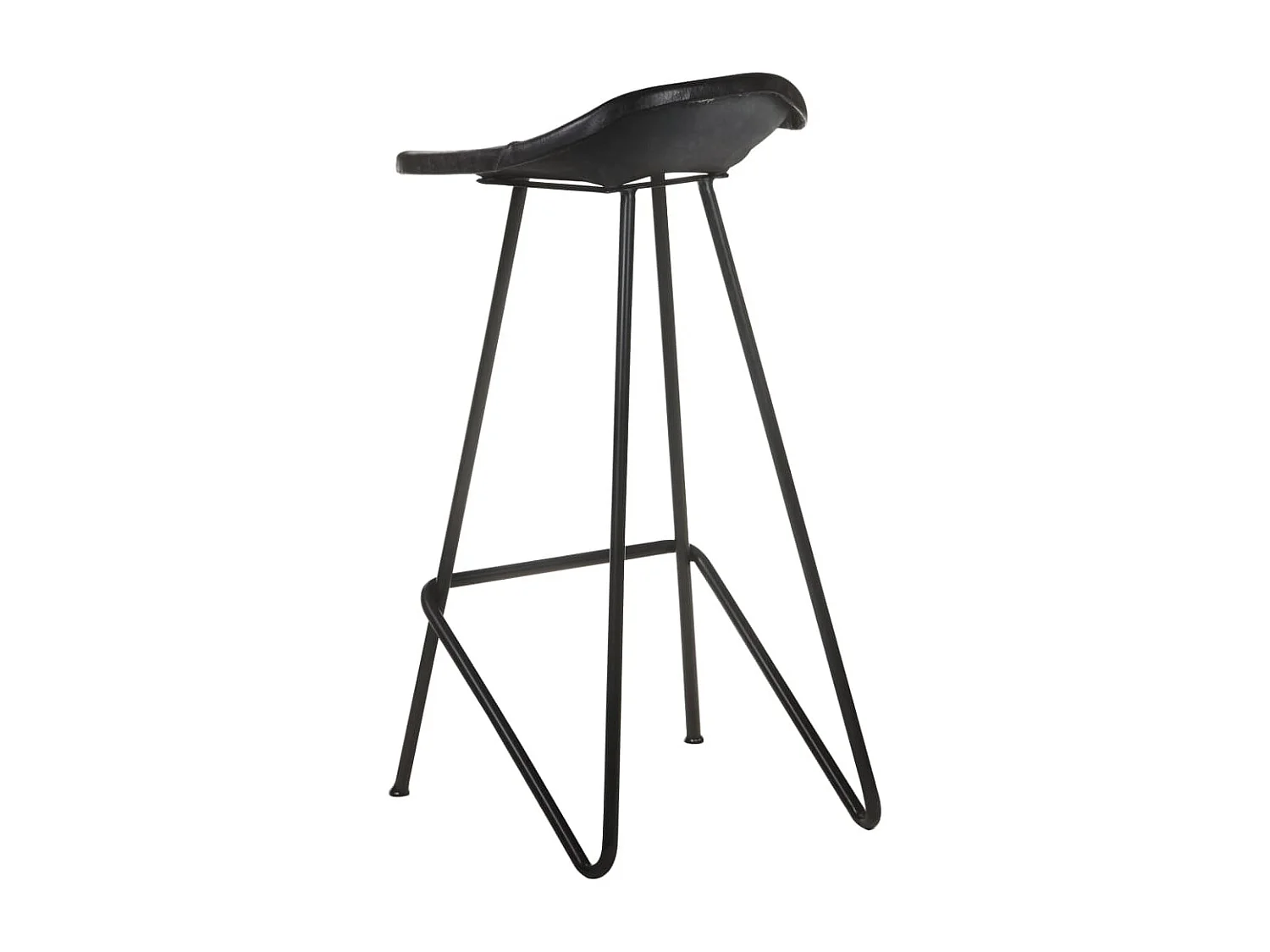 Tabourets de bar lot de 2 noir cuir véritable