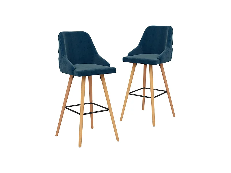 Barhocker 2 Stk. Blau Samt