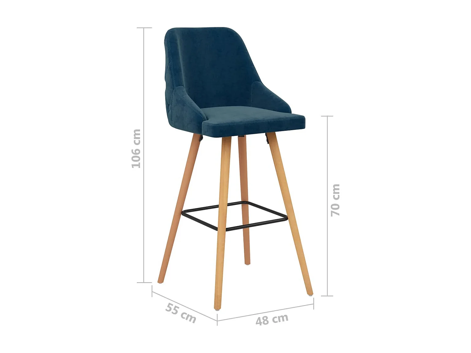 Tabourets de bar lot de 2 bleu velours