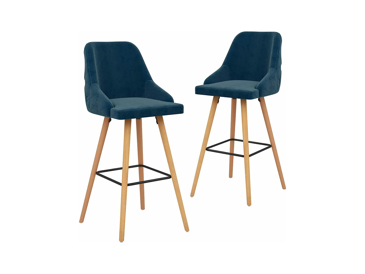 Tabourets de bar lot de 2 bleu velours