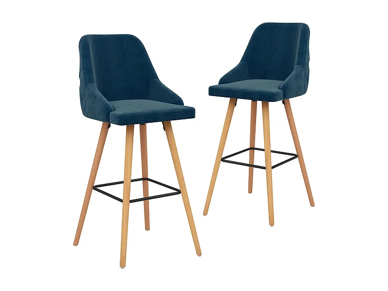 Tabourets de bar lot de 2 bleu velours