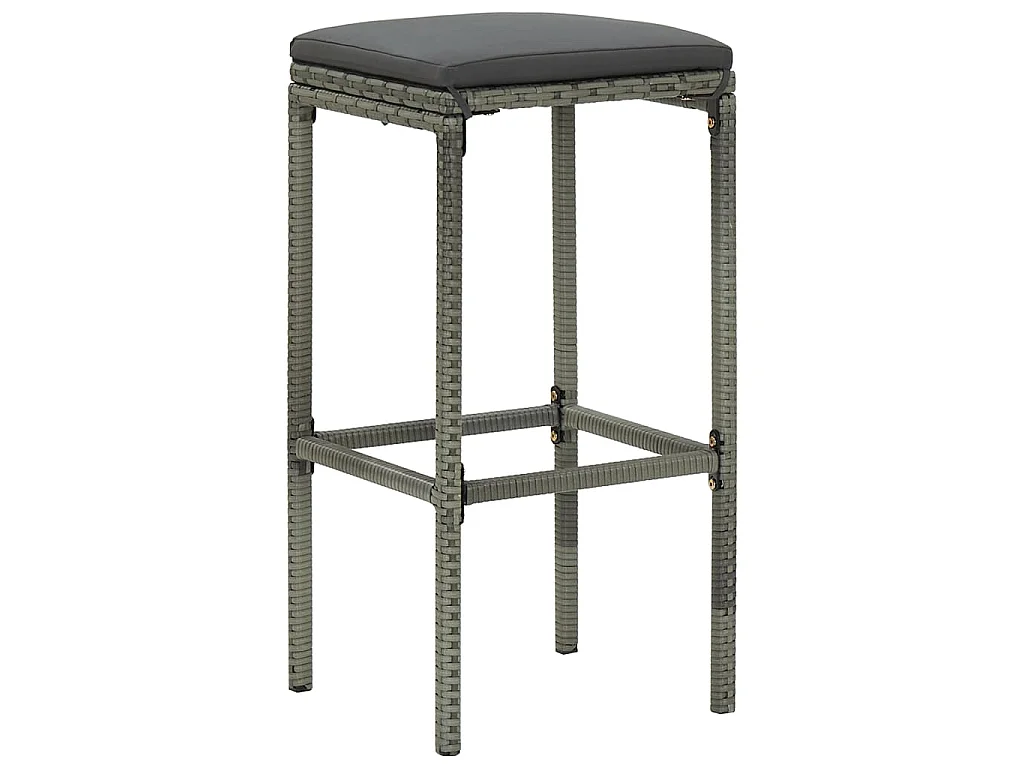 Tabourets de bar avec coussins lot de 2 gris résine tressée