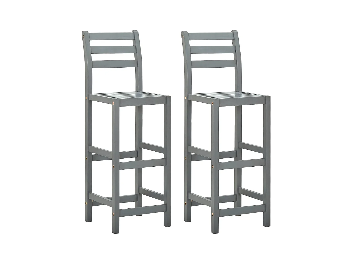 Barhocker 2 Stk. Grau Massivholz Akazie