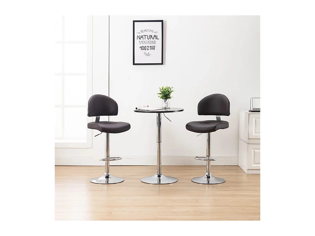 Tabourets de bar lot de 2 marron similicuir