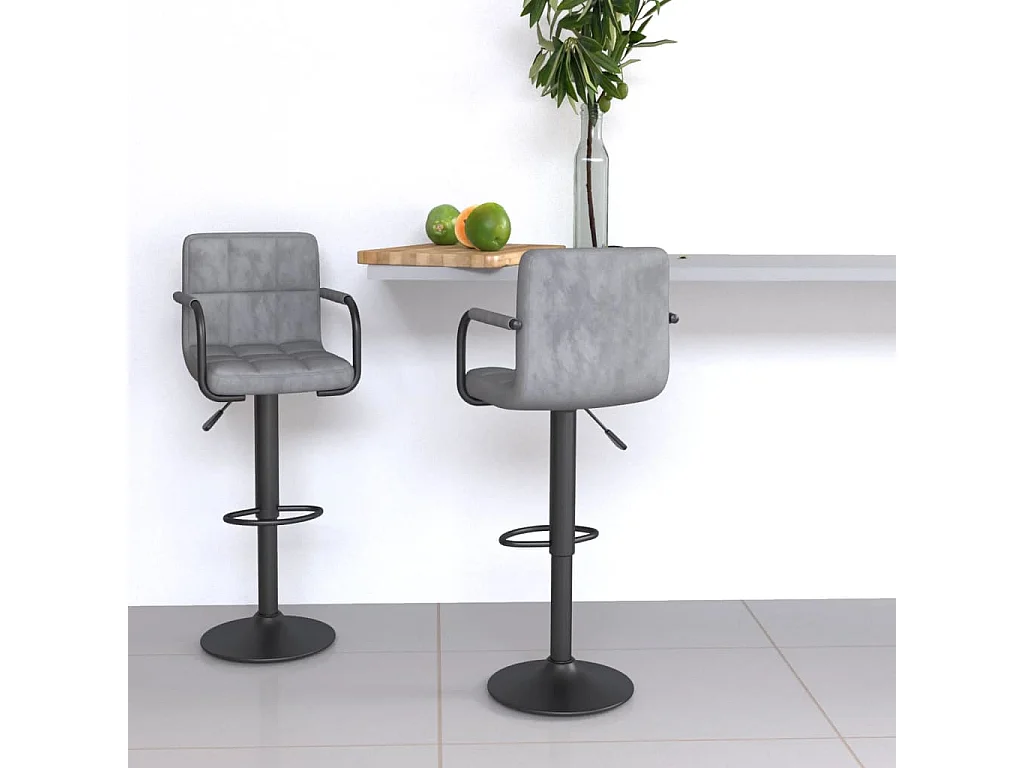 Tabourets de bar lot de 2 gris clair velours